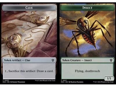 Clue Token // Insect Token (G 1/1 Flying, Deathtouch)