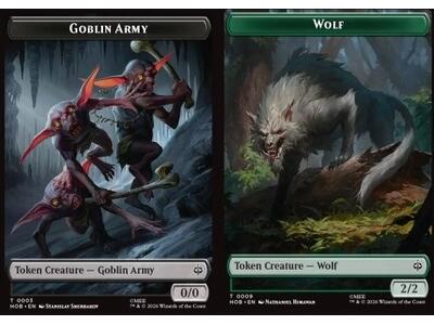 Goblin Army Token (B 0/0) // Wolf Token (G 2/2)