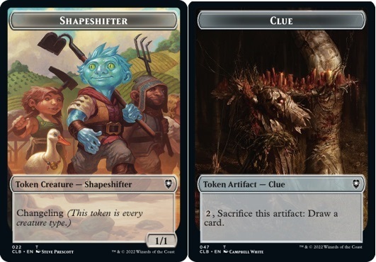 Shapeshifter Token (1/1 with changeling) // Clue Token
