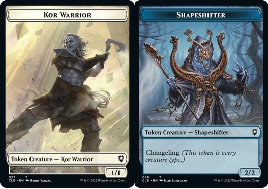 Kor Warrior Token (W 1/1) //  Shapeshifter Token (2/2 with changeling)