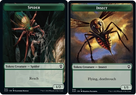 Spider Token (G 1/2 with reach) // Insect Token (G 1/1 with flying and deathtouch)