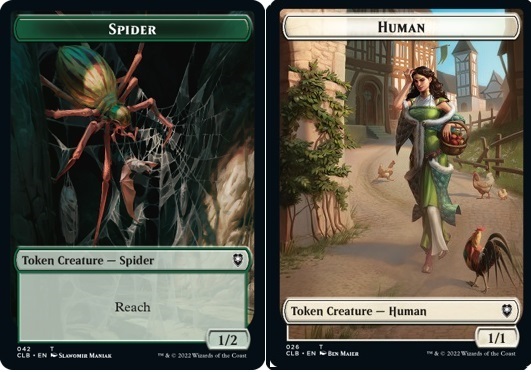 Spider Token (G 1/2 with reach) // Human Token (W 1/1)