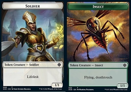 Soldier Token (W 1/1 Lifelink) // Insect Token (G 1/1 Flying, Deathtouch)
