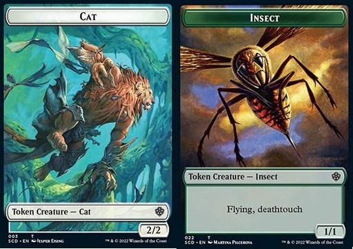 Cat Token (W 2/2) // Insect Token (G 1/1 Flying, Deathtouch)