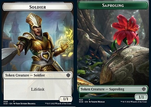 Soldier Token (W 1/1 Lifelink) // Saproling Token (G 1/1)