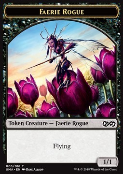 Faerie Rogue black creature with flying 1/1