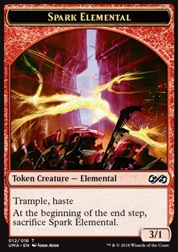 Elemental Red creature Spark Elemental trample, haste 3/1