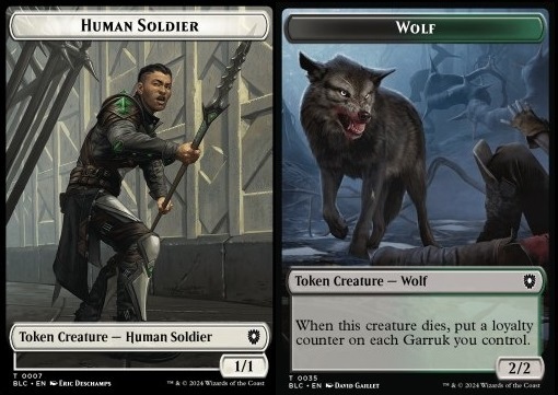 Human Soldier Token (W 1/1) // Wolf Token (BG