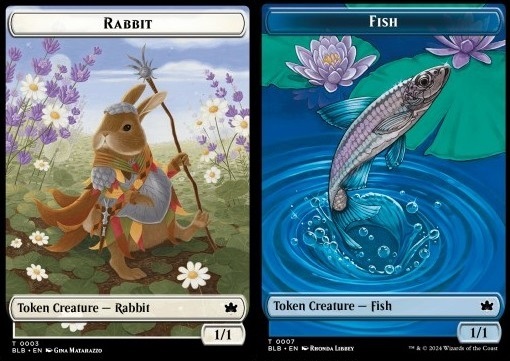 Rabbit Token (W 1/1) // Fish Token (U 1/1)