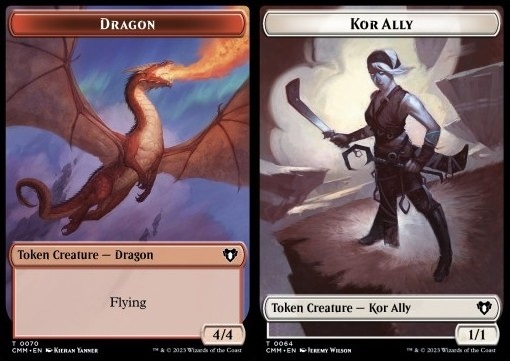 Dragon Token (R 4/4) // Kor Ally Token (W 1/1)