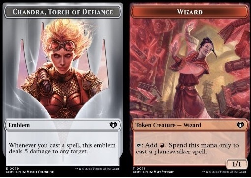 Chandra, Torch of Defiance Emblem // Wizard Token (R 1/1)