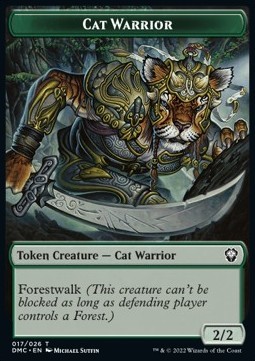 Cat Warrior Token (Green 2/2 Forestwalk)