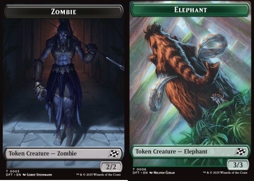 Zombie Token (B 2/2) // Elephant Token (G 3/3)