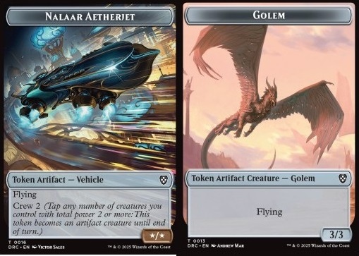 Nalaar Aetherjet Token (A */*) // Golem Token (A 3/3 Flying)