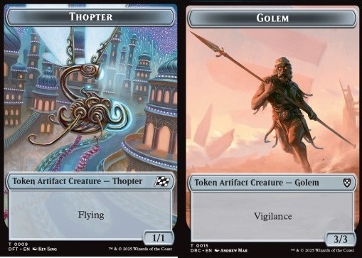 Thopter Token (A 1/1) // Golem Token (A 3/3 Vigilance)