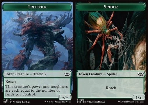 Treefolk Token (G */* Reach) // Spider Token (G 1/2)