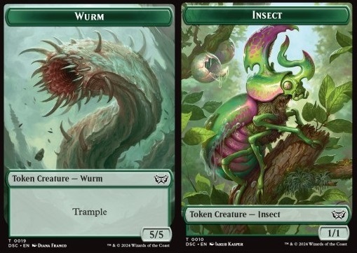 Wurm Token (G 5/5 Trample) // Insect Token (G 1/1)