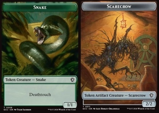 Snake Token (G 1/1 Deathtouch) // Scarecrow Token (A 2/2)