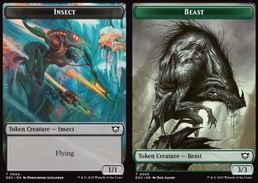 Insect Token (B 1/1 Flying) // Beast Token (G 3/3)