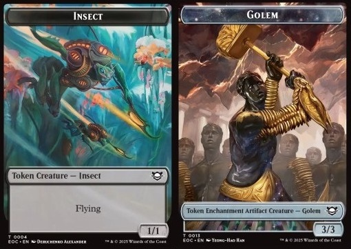 Insect Token (B 1/1 Flying) // Golem Token (EA 3/3)