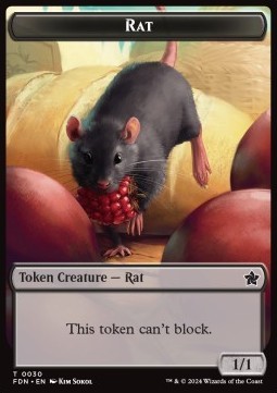 Rat Token (Black 1/1 Can't Block)