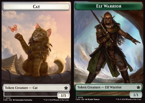 Cat Token (W 1/1) // Elf Warrior Token (G 1/1)