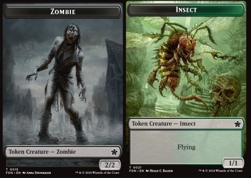 Zombie Token (B 2/2) // Insect Token (BG 1/1 Flying)