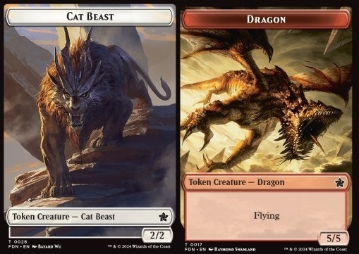 Cat Beast Token (W 2/2) // Dragon Token (R 5/5)