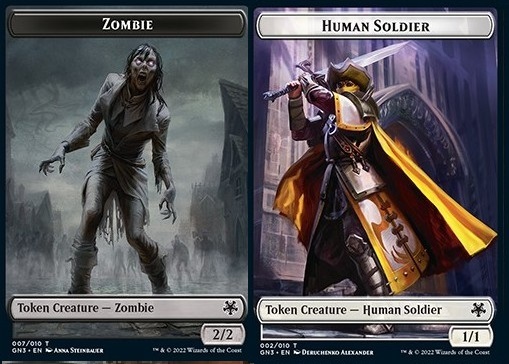 Zombie Token (B 2/2) // Human Soldier Token (W 1/1)