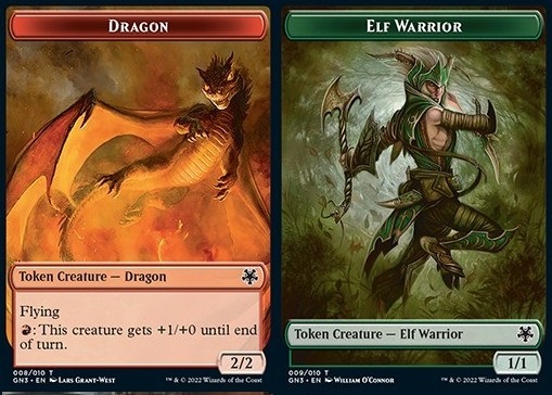 Dragon Token (R 2/2) // Elf Warrior Token (G 1/1)