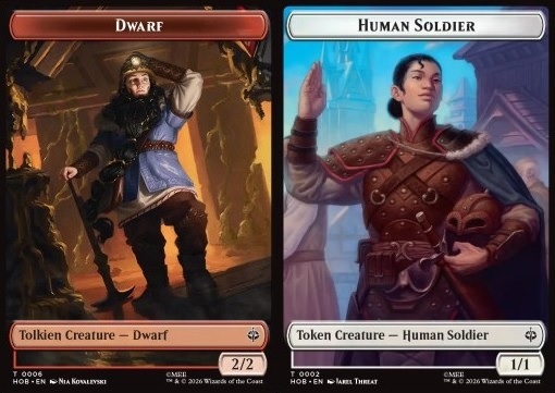 Dwarf Token (R 2/2) // Human Soldier Token (W 1/1)