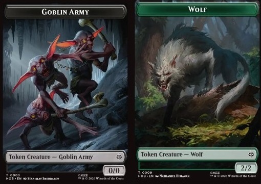 Goblin Army Token (B 0/0) // Wolf Token (G 2/2)