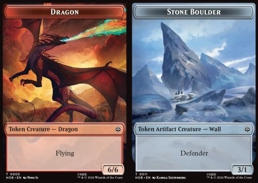 Dragon Token (R 6/6) // Stone Boulder Token (A 3/1)