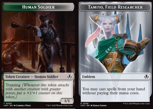 Human Soldier Token (GW 1/1) // Tamiyo, Field Researcher Emblem