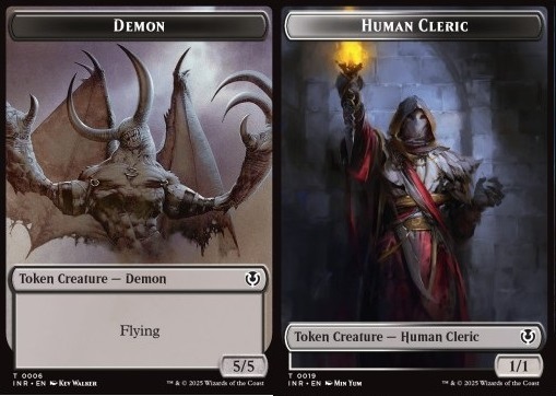 Demon Token (B 5/5) // Human Cleric Token (WB 1/1)