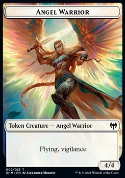 Angel Warrior Token (W 4/4 Vigilance) // Elf Warrior Token (G 1/1)