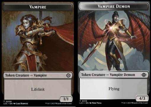 Vampire Token (B 1/1 Lifelink) // Vampire Demon Token (WB 4/3)