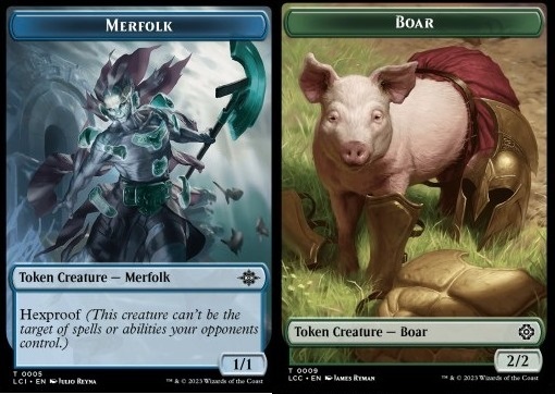 Merfolk Token (U 1/1 Hexproof) // Boar Token (G 2/2)