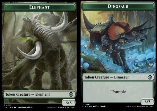 Elephant Token (G 3/3) // Dinosaur Token (G 3/3 Trample)