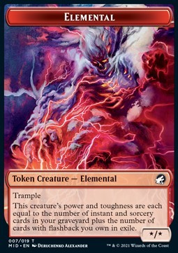 Elemental Token (R */* Trample) // Human Token (W 1/1)