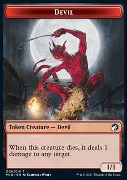 Devil Token (R 1/1) // Human Token (W 1/1)