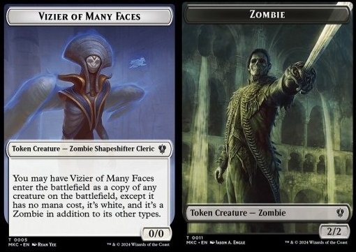 Vizier of Many Faces Token (W 0/0) // Zombie Token (B 2/2)