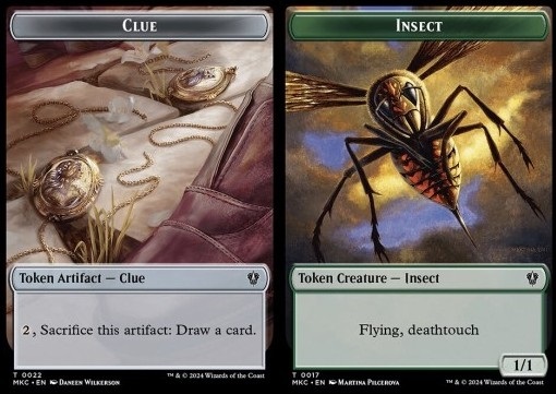 Clue Token // Insect Token (G 1/1 Flying, Deathtouch)