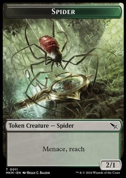 Spider Token (Black and Green 2/1) Menace ,Reach