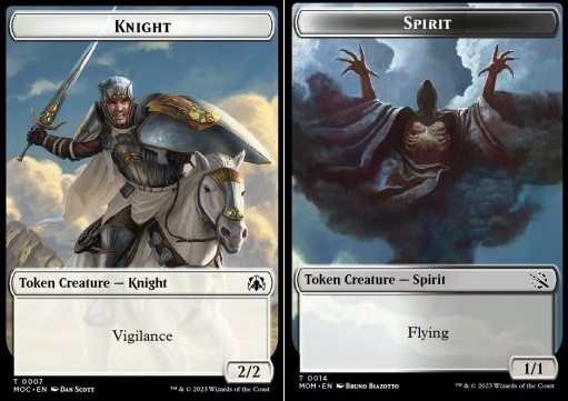 Knight Token (W 2/2 Vigilance) // Spirit Token (WB 1/1)