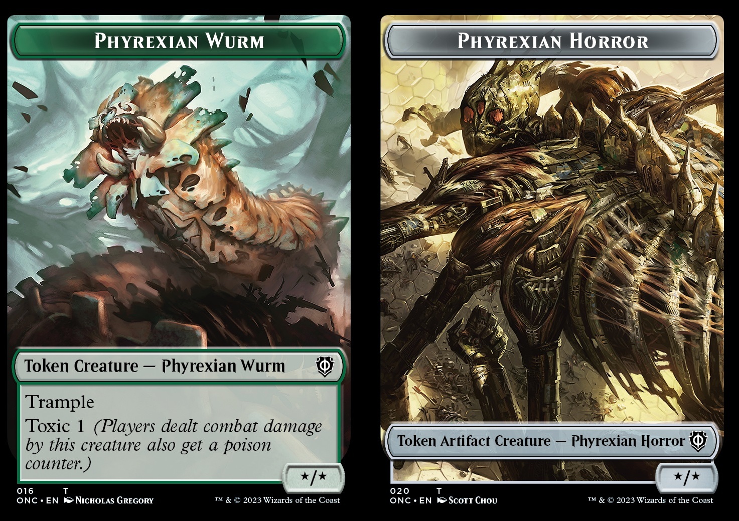 Phyrexian Wurm (G */* Trample) // Phyrexian Horror (X/X)