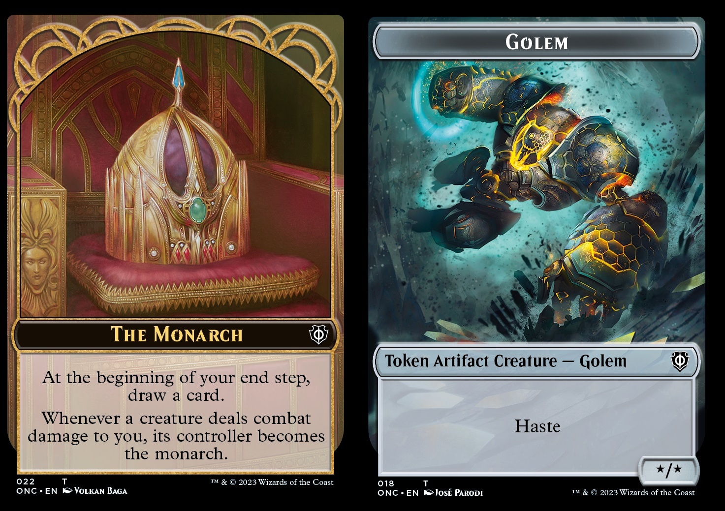 The Monarch // Golem Token (Artifact X/X, haste)