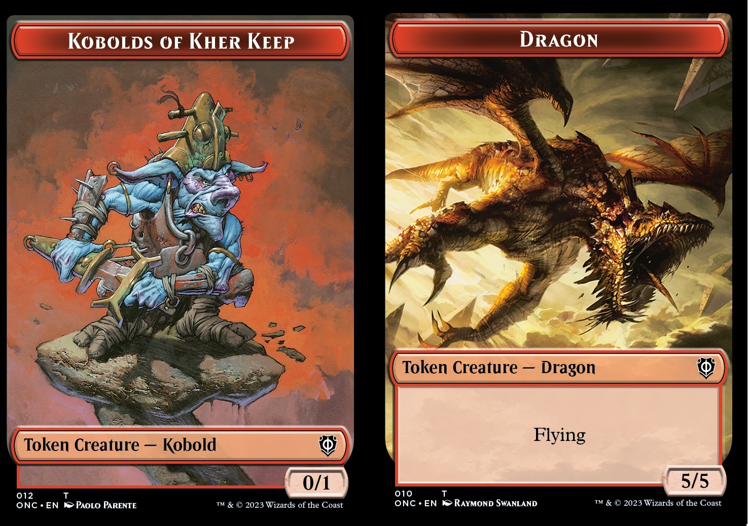 Kobolds of Kher Keep Token (R 0/1) // Dragon token (R 5/5 Flying)