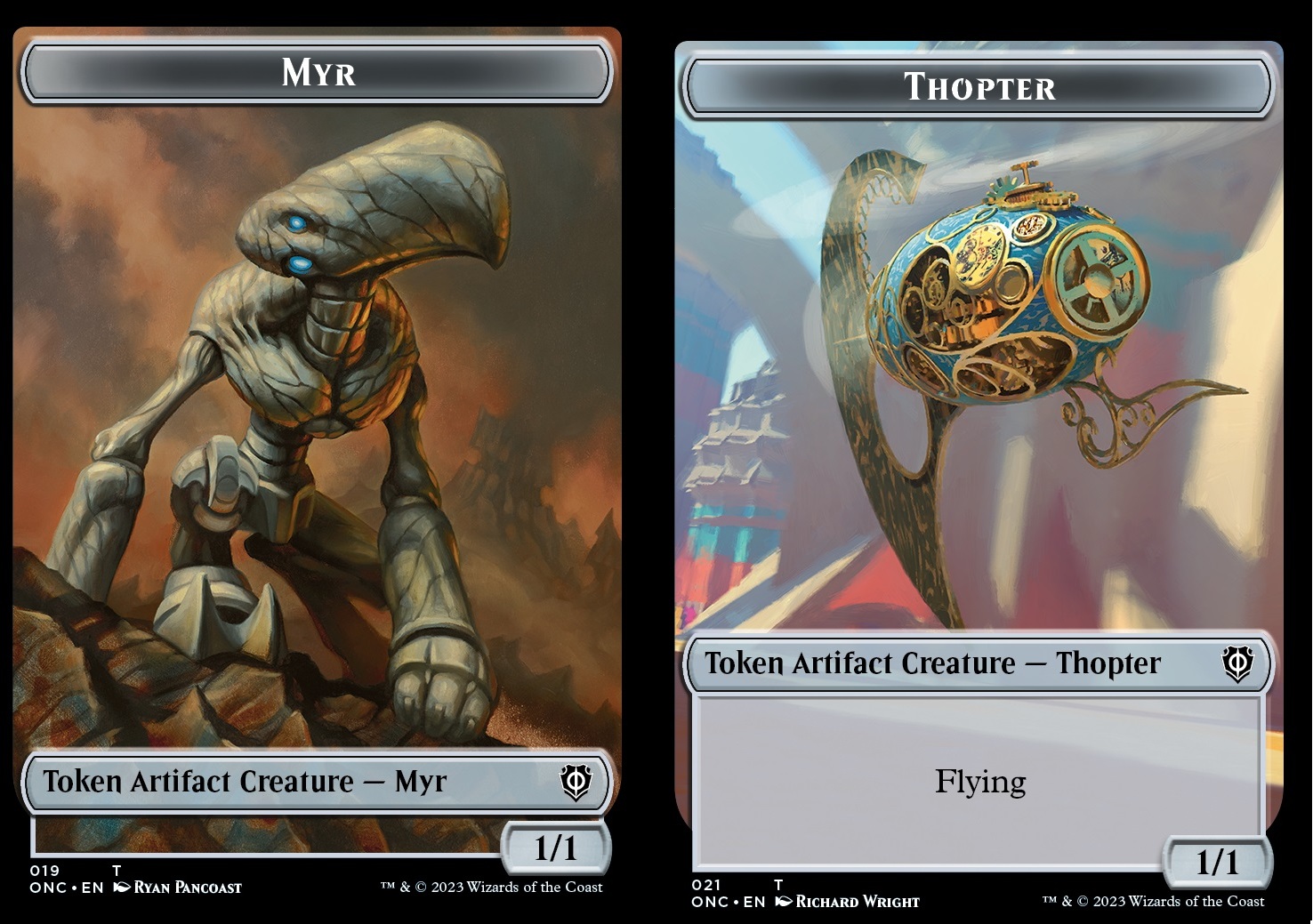 Myr Token (Artifact 1/1) // Thopter token (Thopter 1/1 Flying)