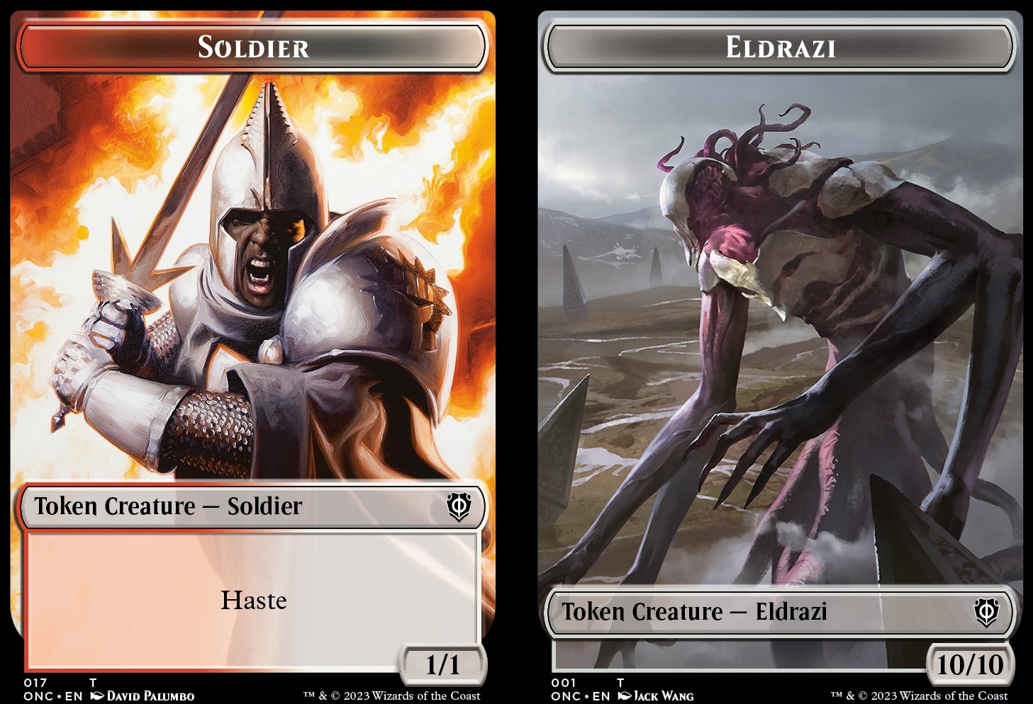 Soldier Token (R-W 1/1 Haste) // Eldrazi token (Eldrazi 10/10)